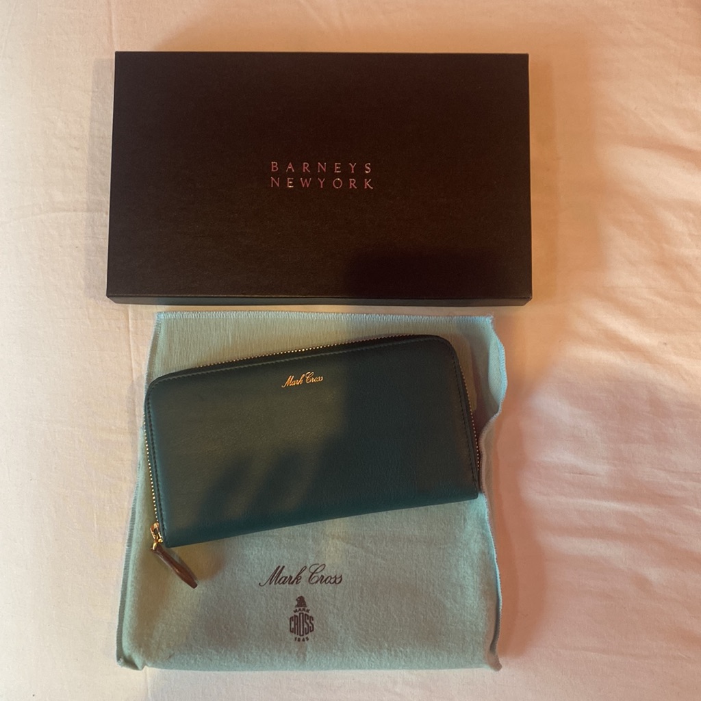 Mark Cross Teal Zip-Around Leather Wallet